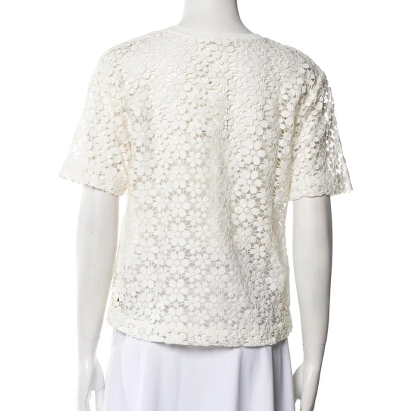 A.L.C White Lace Front Pocket Short Sleeve Shirt - Picture 2 of 6